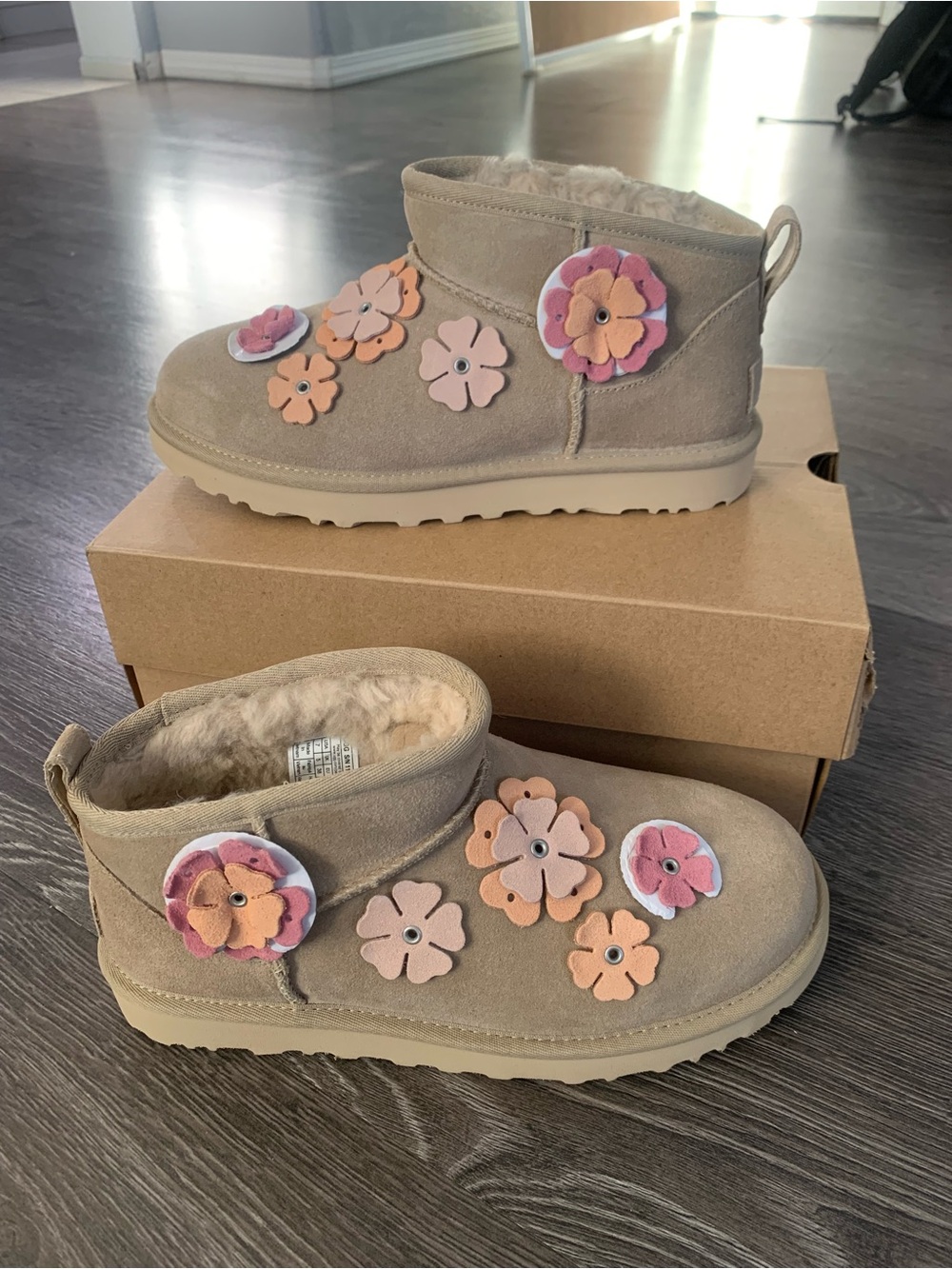 Ugg classic ultra mini fleur Suede Flower Embellished Boot
